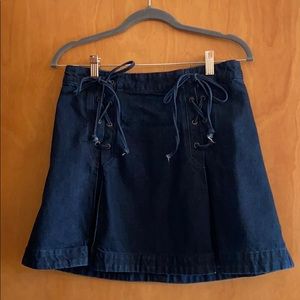 Free People A-line Lace-up Jean Skirt